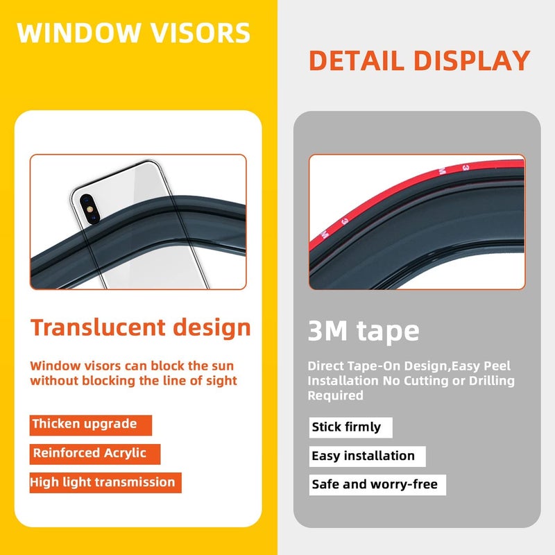 PLDDE 2pcs Window Visors Compatible with 2006-2011 Honda Civic 2-Door Coupe Sun/Rain Guard Wind Side Vent Window Deflector Outside Mount 2007 2008 2009 2010 - Image 3